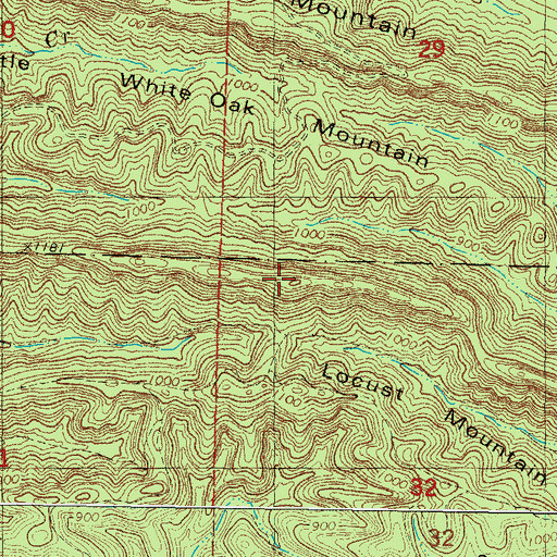 Topographic Map of Locust Mountain, OK