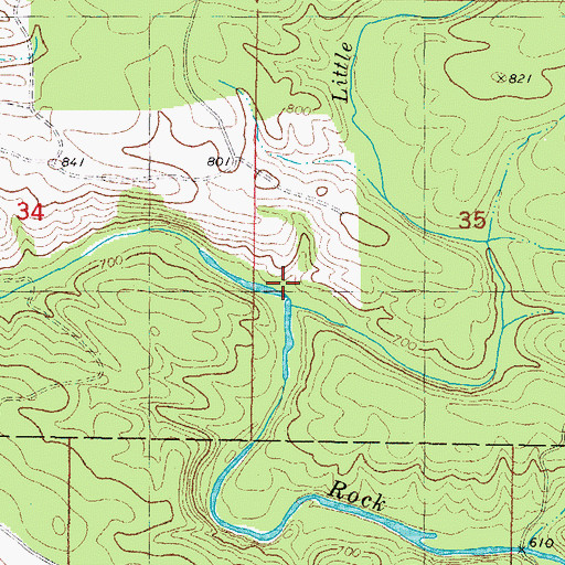 Topographic Map of Middle Rock Creek, OK