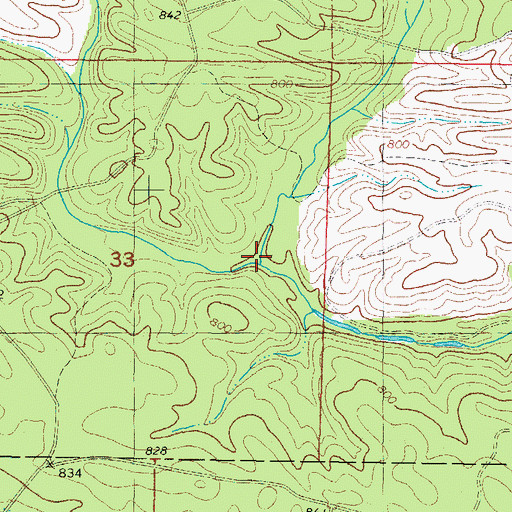 Topographic Map of West Fork Middle Rock Creek, OK
