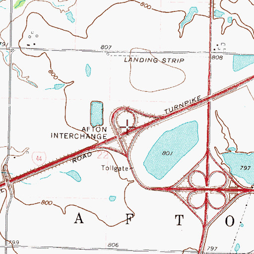 Topographic Map of Afton Interchange, OK