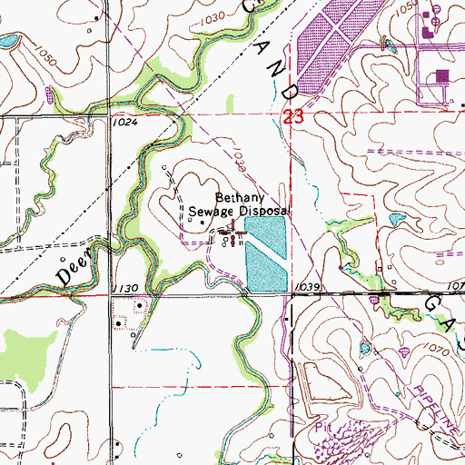 Topographic Map of Bethany Sewage Disposal, OK