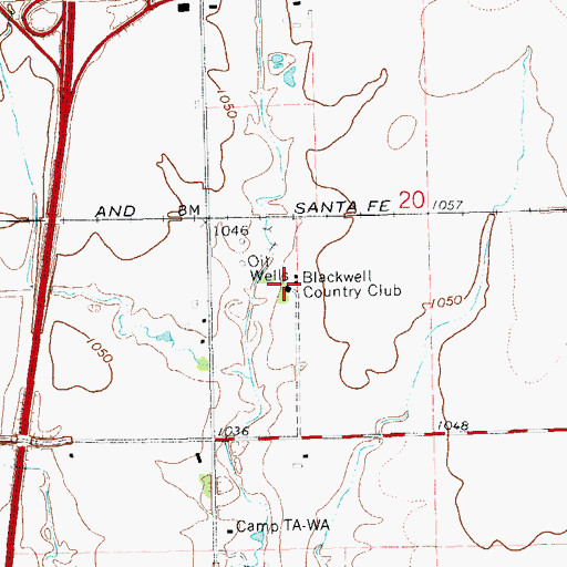 Topographic Map of Blackwell Country Club, OK