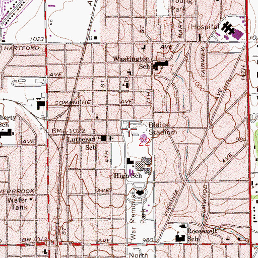 Topographic Map of Blaine Stadium, OK