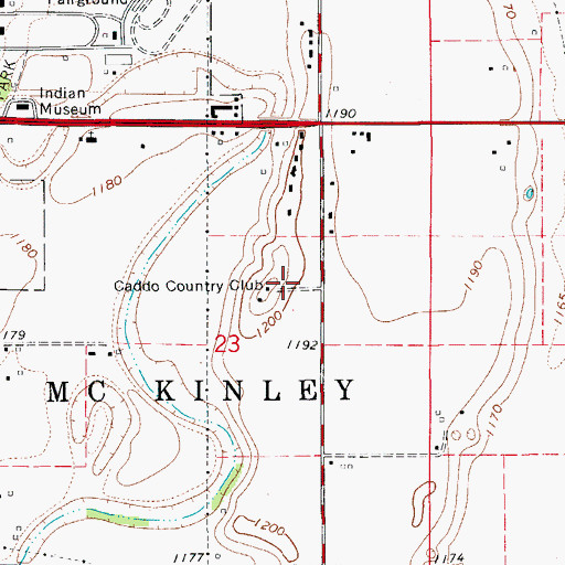 Topographic Map of Caddo Country Club, OK
