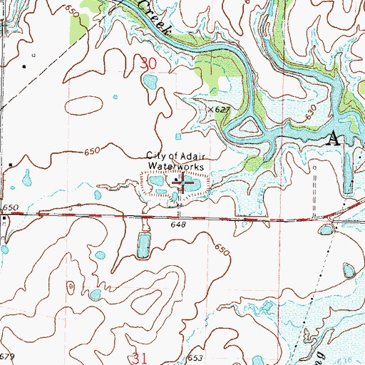Topographic Map of City of Adair Waterworks, OK