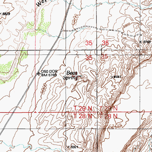 Topographic Map of Bean Spring, AZ