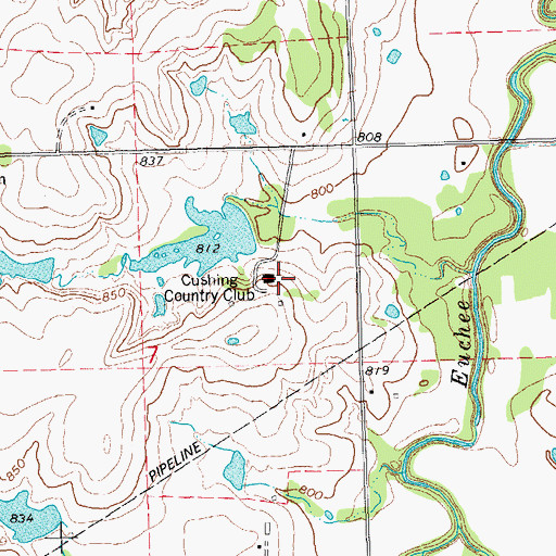 Topographic Map of Cushing Country Club, OK