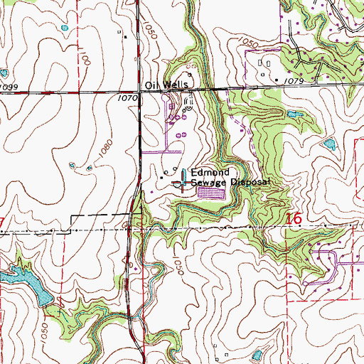 Topographic Map of Edmond Sewage Disposal, OK