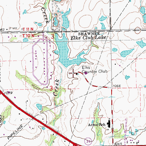 Topographic Map of Elks Country Club, OK