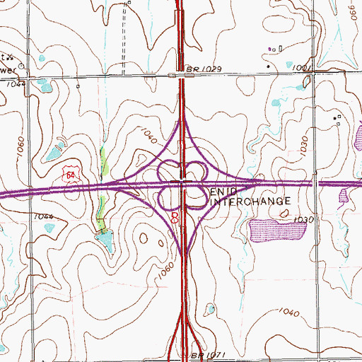 Topographic Map of Enid Interchange, OK