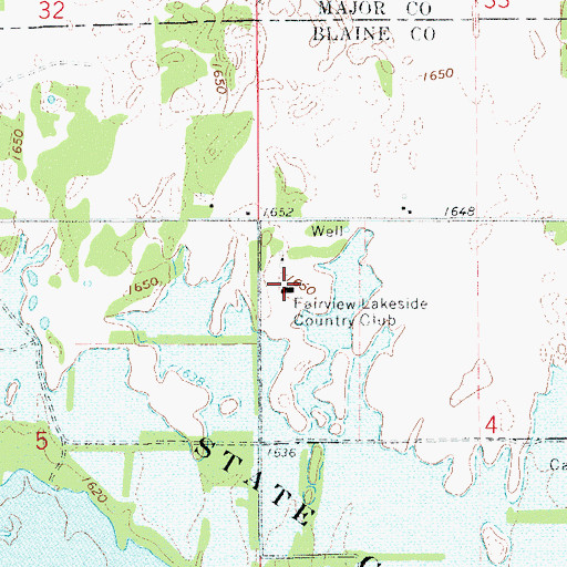 Topographic Map of Fairview Lakeside Country Club, OK