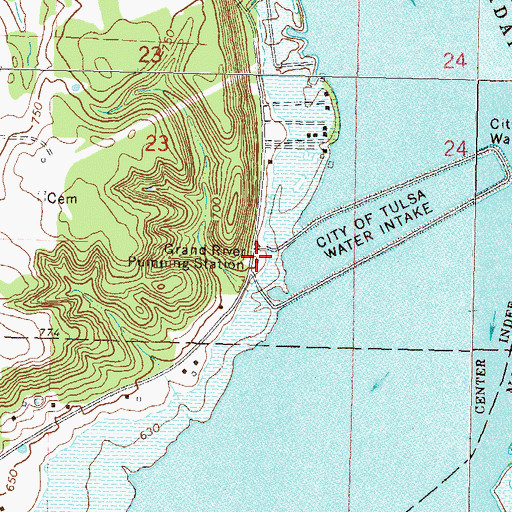 Topographic Map of Grand River Pumping Station, OK