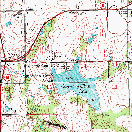 Topographic Map of Guthrie Country Club, OK
