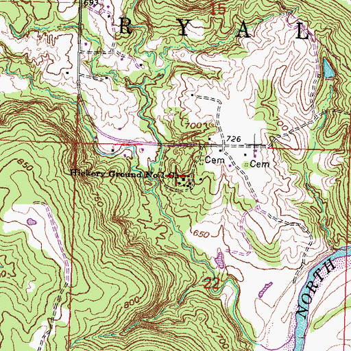 Topographic Map of Hickory Ground Number 1 Church, OK