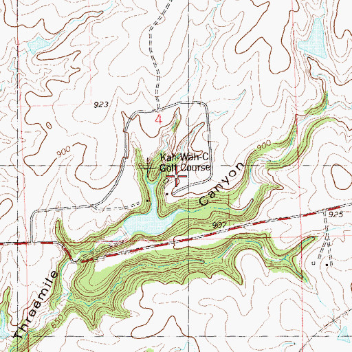Topographic Map of Kah-Wah-C Golf Course, OK