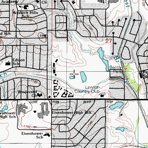 Topographic Map of Lawton Country Club and Golf Course, OK