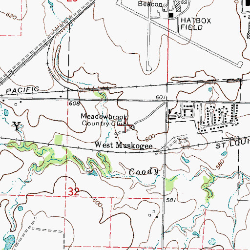 Topographic Map of Meadowbrook Country Club, OK