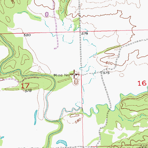 Topographic Map of Mine Number 21, OK