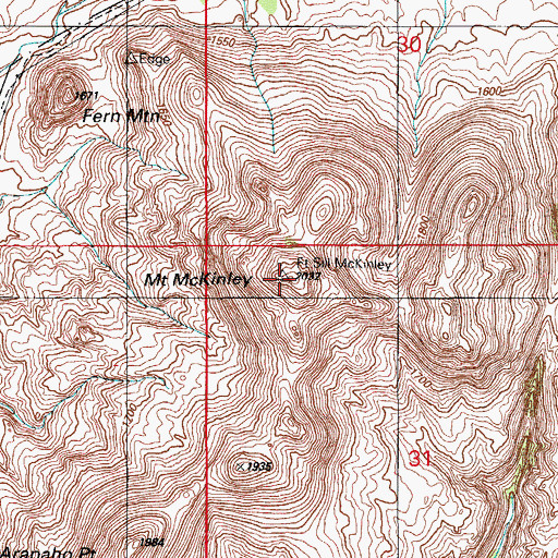 Topographic Map of Mount McKinley, OK