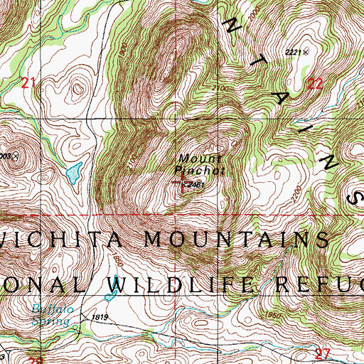 Topographic Map of Mount Pinchot, OK