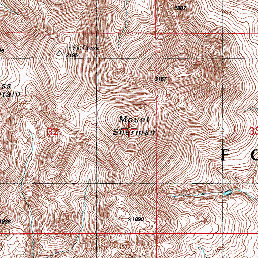 Topographic Map of Mount Sherman, OK
