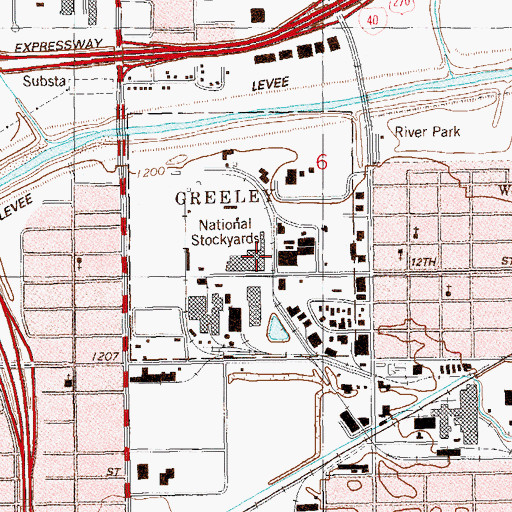 Topographic Map of National Stockyards, OK
