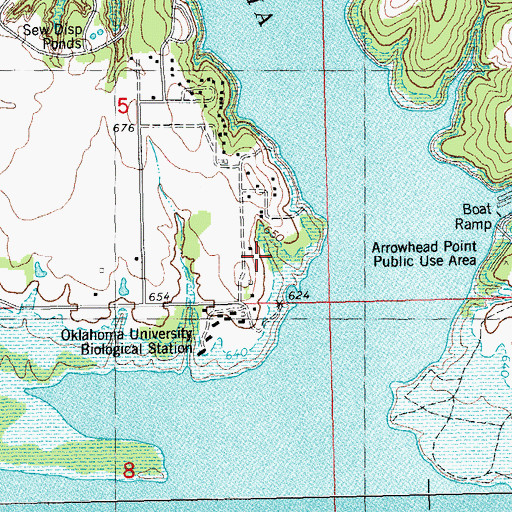 Topographic Map of Oklahoma University Biological Station, OK