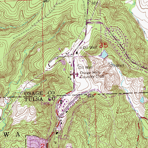 Topographic Map of Osage Hills Country Club, OK