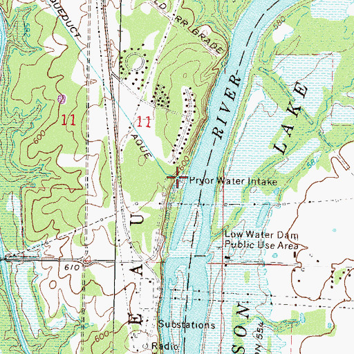 Topographic Map of Pryor Water Intake, OK