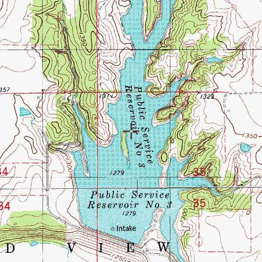 Topographic Map of Public Service Reservoir Number 3, OK