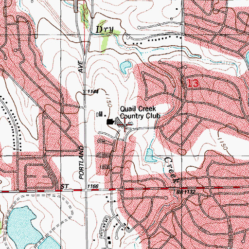 Topographic Map of Quail Creek Country Club, OK