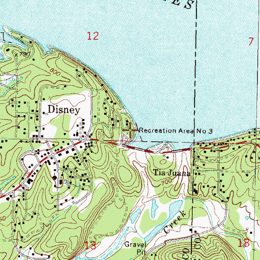 Topographic Map of Recreation Area Number 3, OK