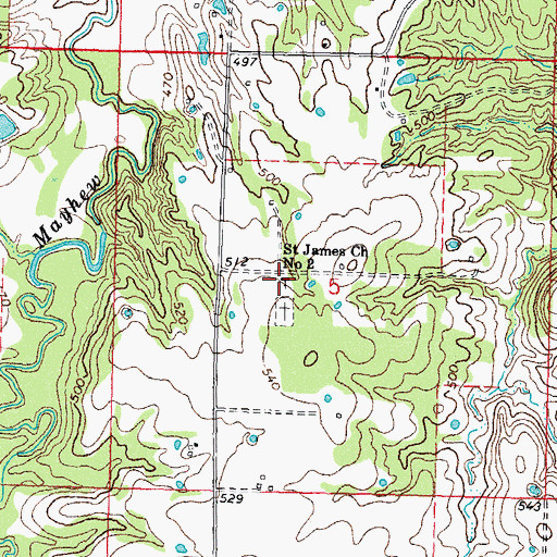 Topographic Map of Saint James Church Number 2, OK