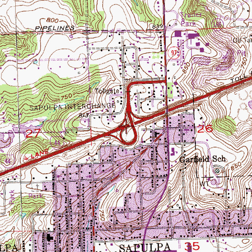 Topographic Map of Sapulpa Interchange, OK