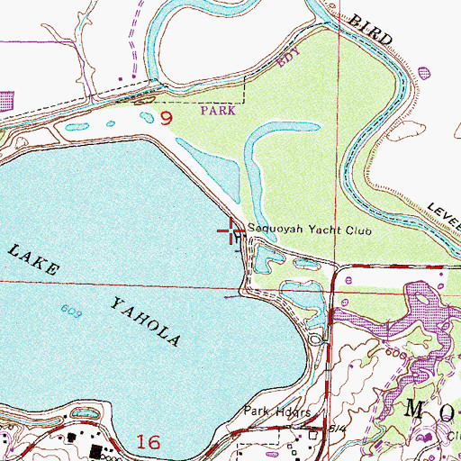 Topographic Map of Sequoyah Yacht Club, OK