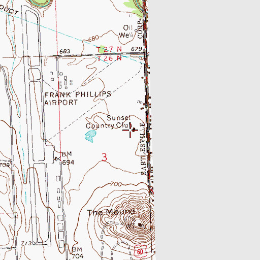 Topographic Map of Sunset Country Club, OK