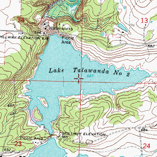 Topographic Map of Lake Talawanda Number Two, OK