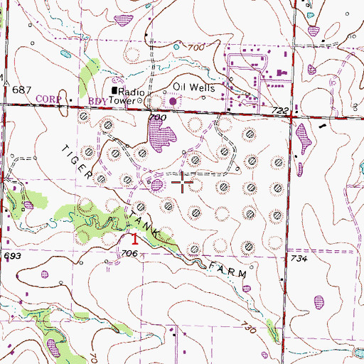 Topographic Map of Tiger Tank Farm, OK