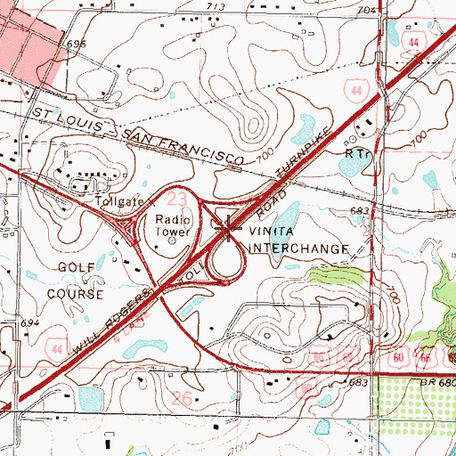 Topographic Map of Vinita Interchange, OK