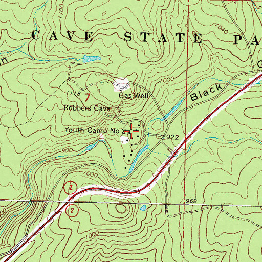 Topographic Map of Youth Camp Number 2, OK