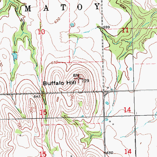Topographic Map of Buffalo Hill, OK