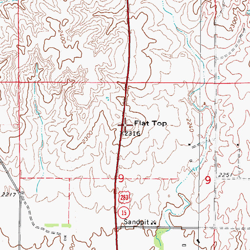 Topographic Map of Flat Top, OK
