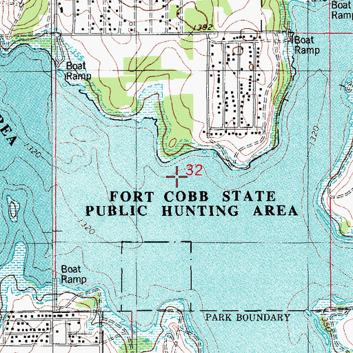 Topographic Map of Fort Cobb State Public Hunting Area, OK