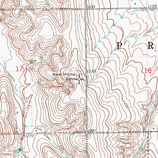 Topographic Map of New Home Cemetery, OK