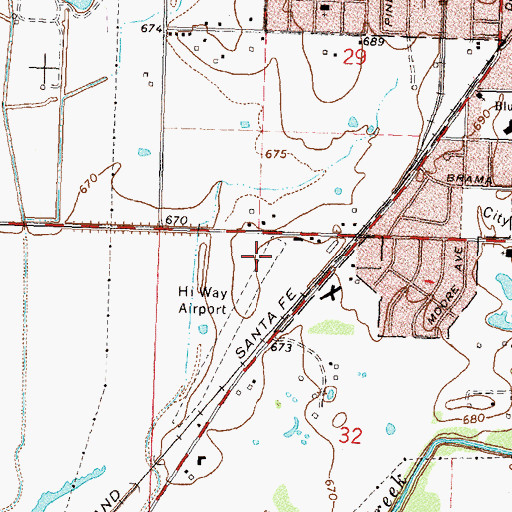 Topographic Map of Hi-Way Airport (historical), OK