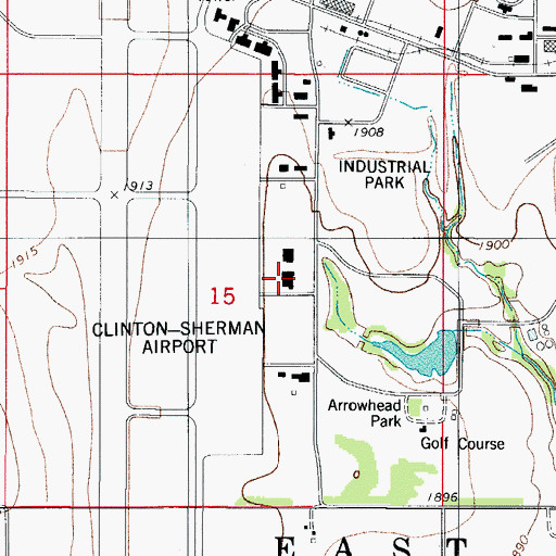 Topographic Map of Clinton-Sherman Airport, OK