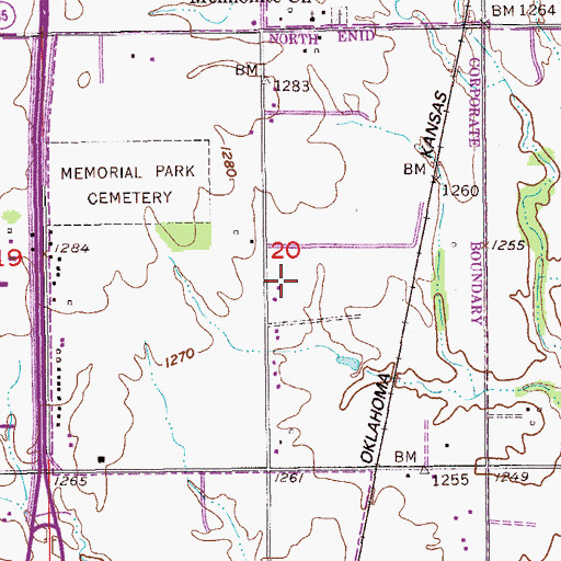 Topographic Map of North/Hirst Aero Spray Airport (historical), OK