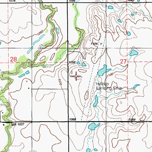 Topographic Map of Hill Top Private Airport, OK