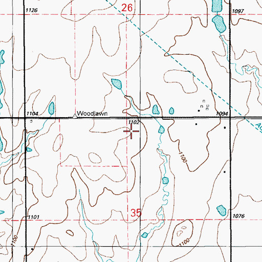 Topographic Map of DJS Airport, OK
