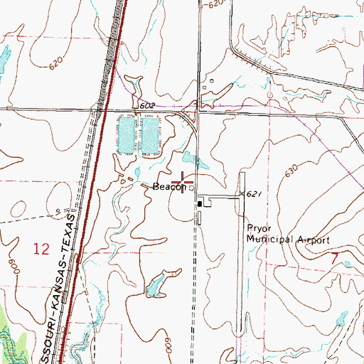 Topographic Map of Mid-America Industrial Airport, OK